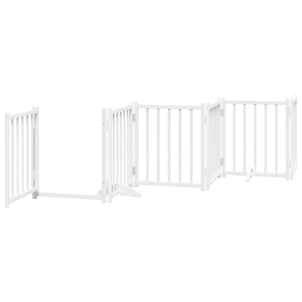 vidaXL Dog Gate with Door Foldable 6 Panels White 300 cm Solid Wood Fir 4