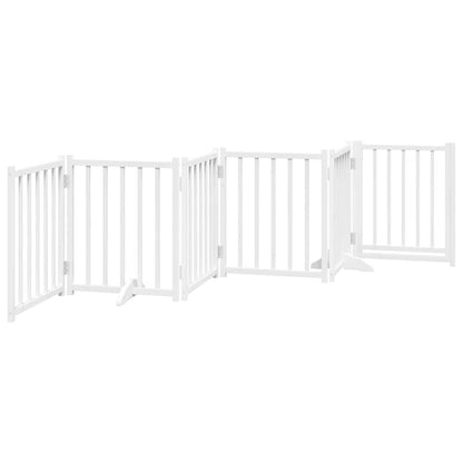 vidaXL Dog Gate with Door Foldable 6 Panels White 300 cm Solid Wood Fir 6