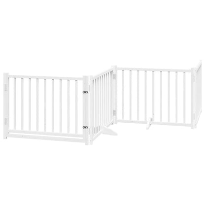 vidaXL Dog Gate with Door Foldable 4 Panels White 320 cm Solid Wood Fir 2
