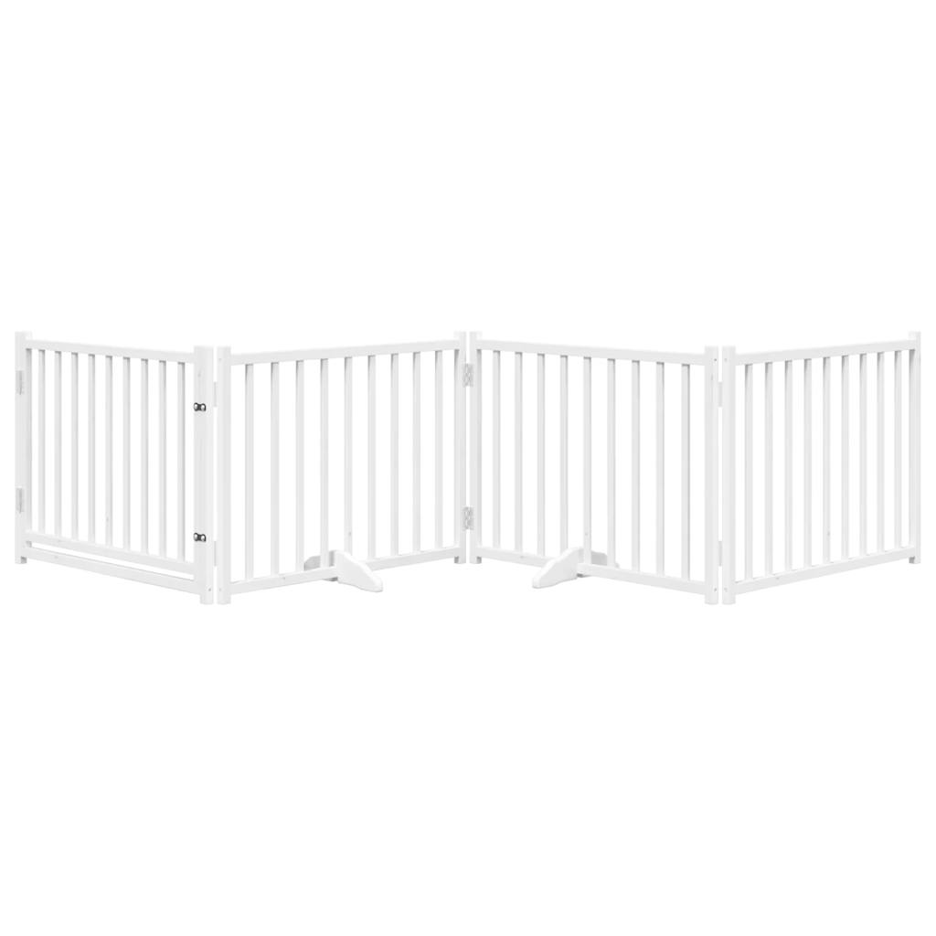 vidaXL Dog Gate with Door Foldable 4 Panels White 320 cm Solid Wood Fir 3