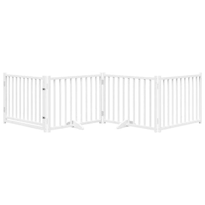 vidaXL Dog Gate with Door Foldable 4 Panels White 320 cm Solid Wood Fir 3