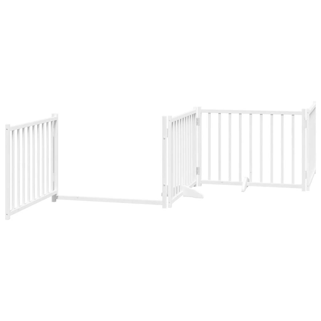 vidaXL Dog Gate with Door Foldable 4 Panels White 320 cm Solid Wood Fir 4