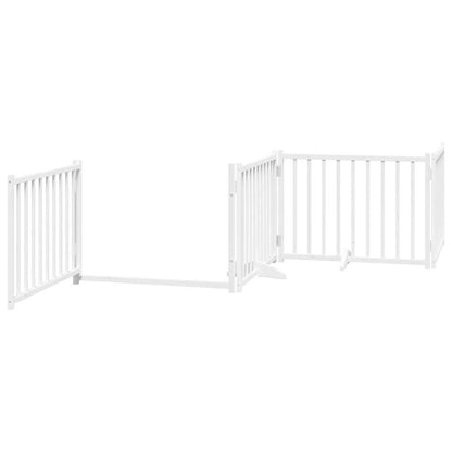 vidaXL Dog Gate with Door Foldable 4 Panels White 320 cm Solid Wood Fir 4