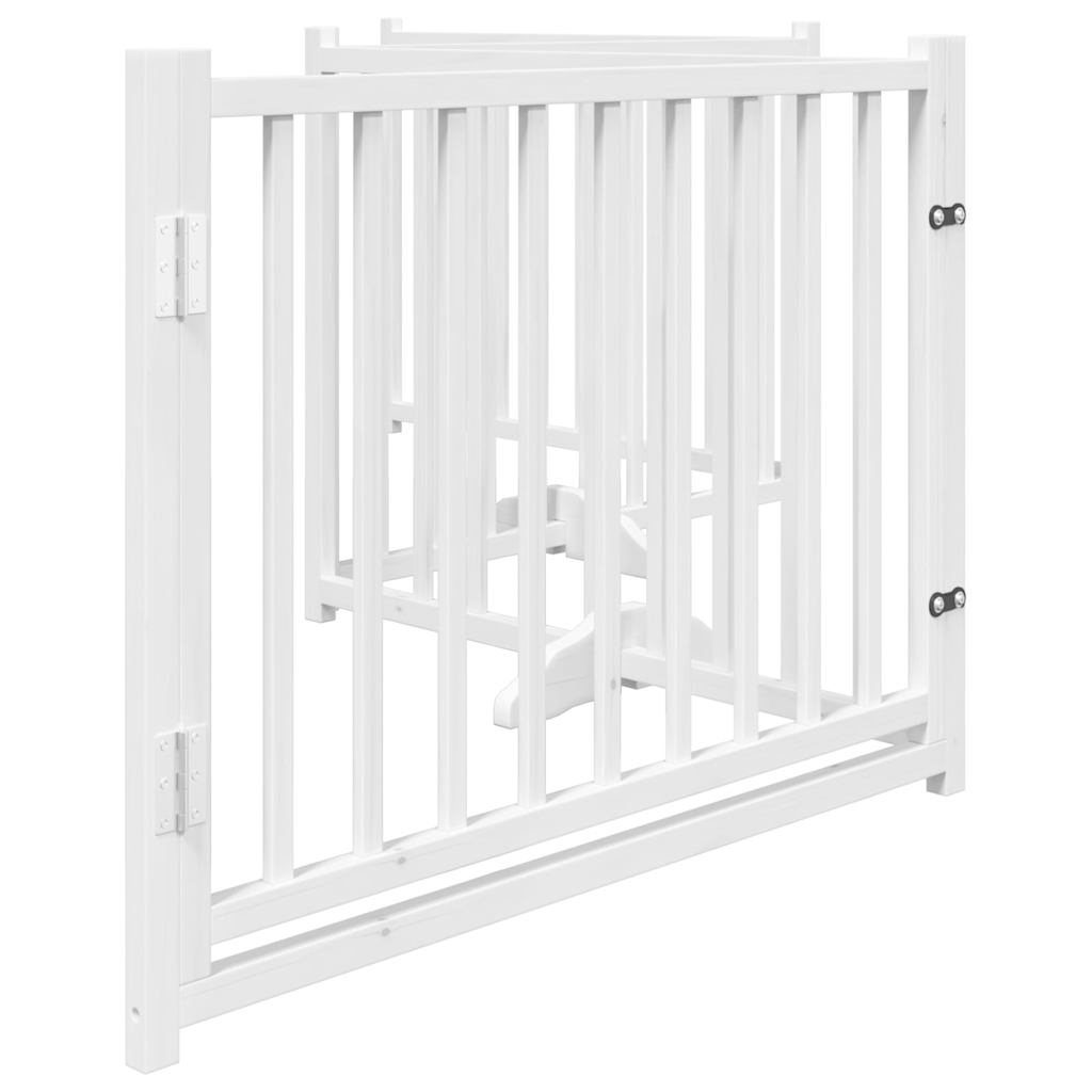 vidaXL Dog Gate with Door Foldable 4 Panels White 320 cm Solid Wood Fir 5
