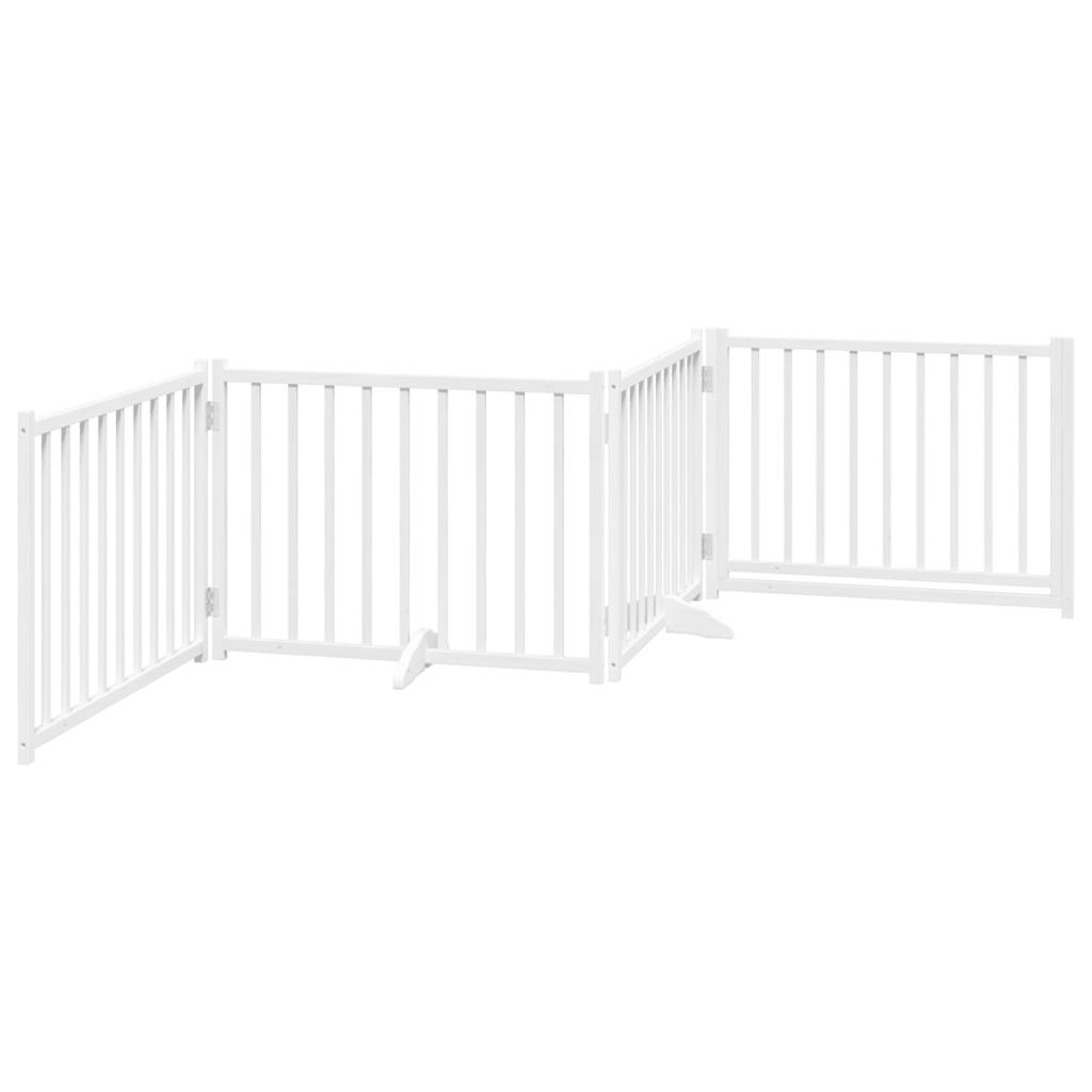 vidaXL Dog Gate with Door Foldable 4 Panels White 320 cm Solid Wood Fir 6