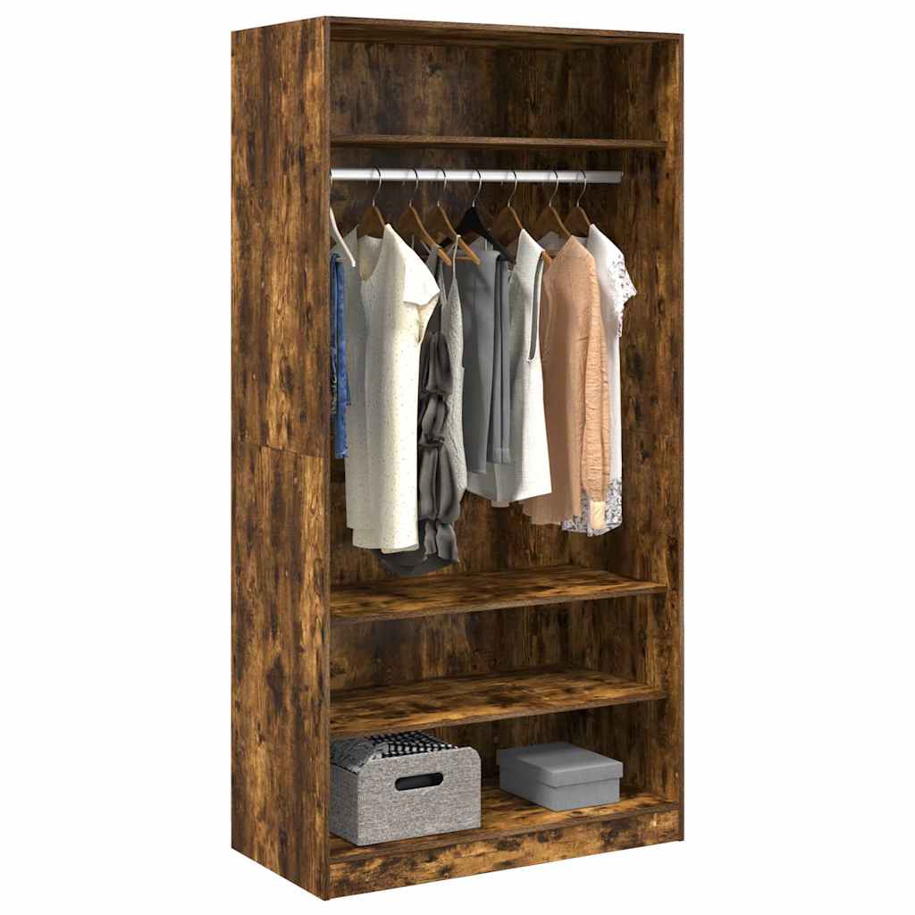 vidaXL Wardrobe Smoked Oak 100x50x200 cm Engineered Wood 3