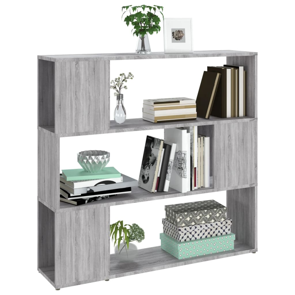 vidaXL Book Cabinet/Room Divider Grey Sonoma 100x24x94 cm 4