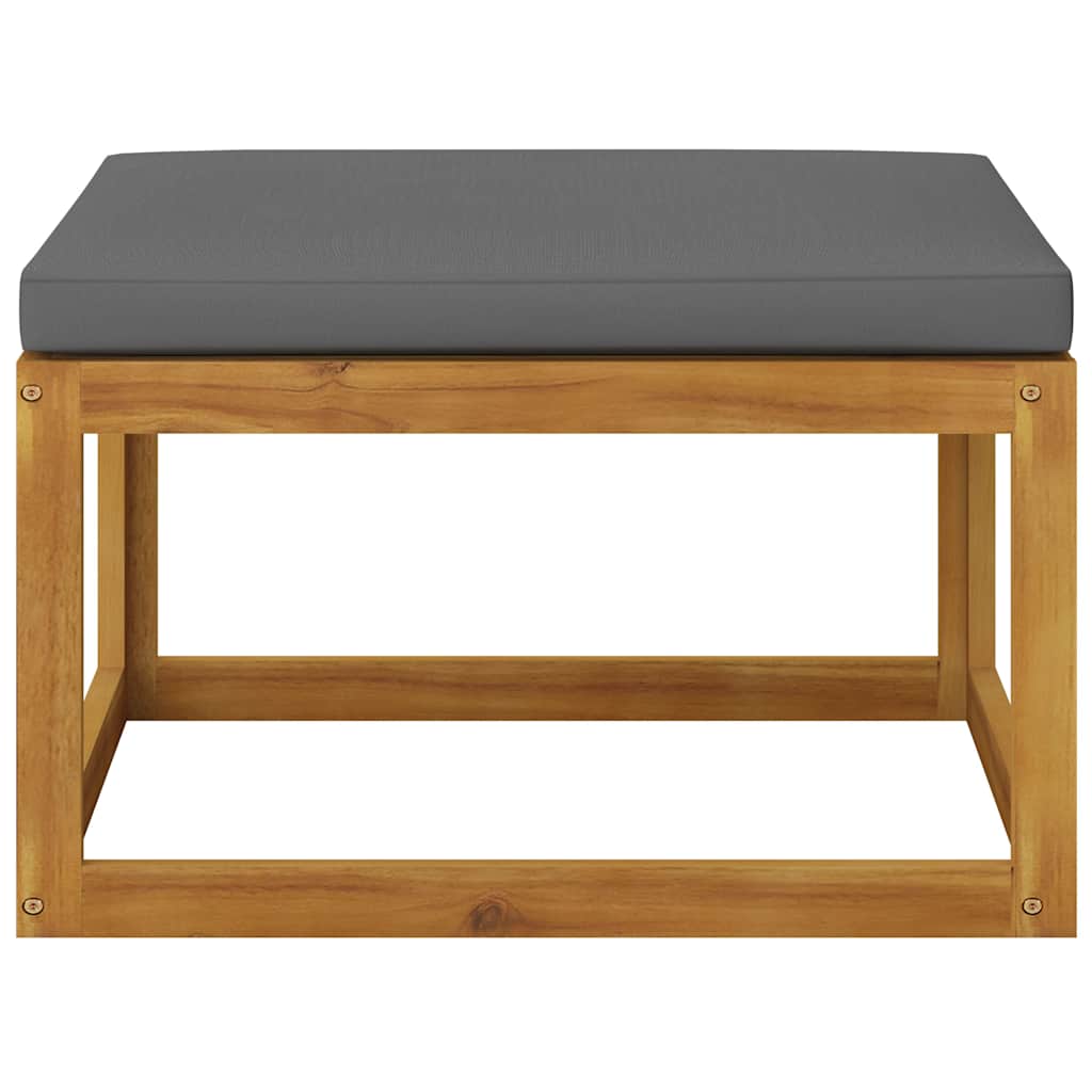 vidaXL Footrest with Dark Grey Cushion Solid Wood Acacia 2