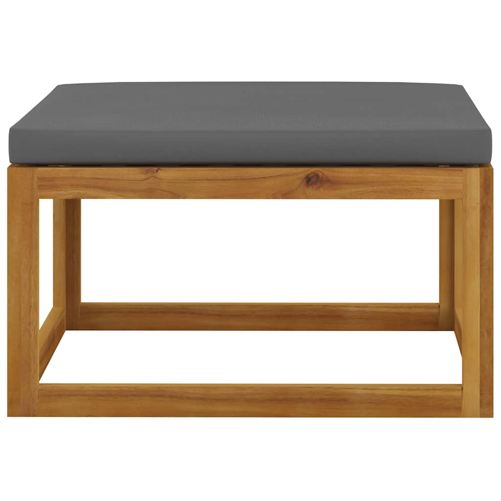 vidaXL Footrest with Dark Grey Cushion Solid Wood Acacia 3