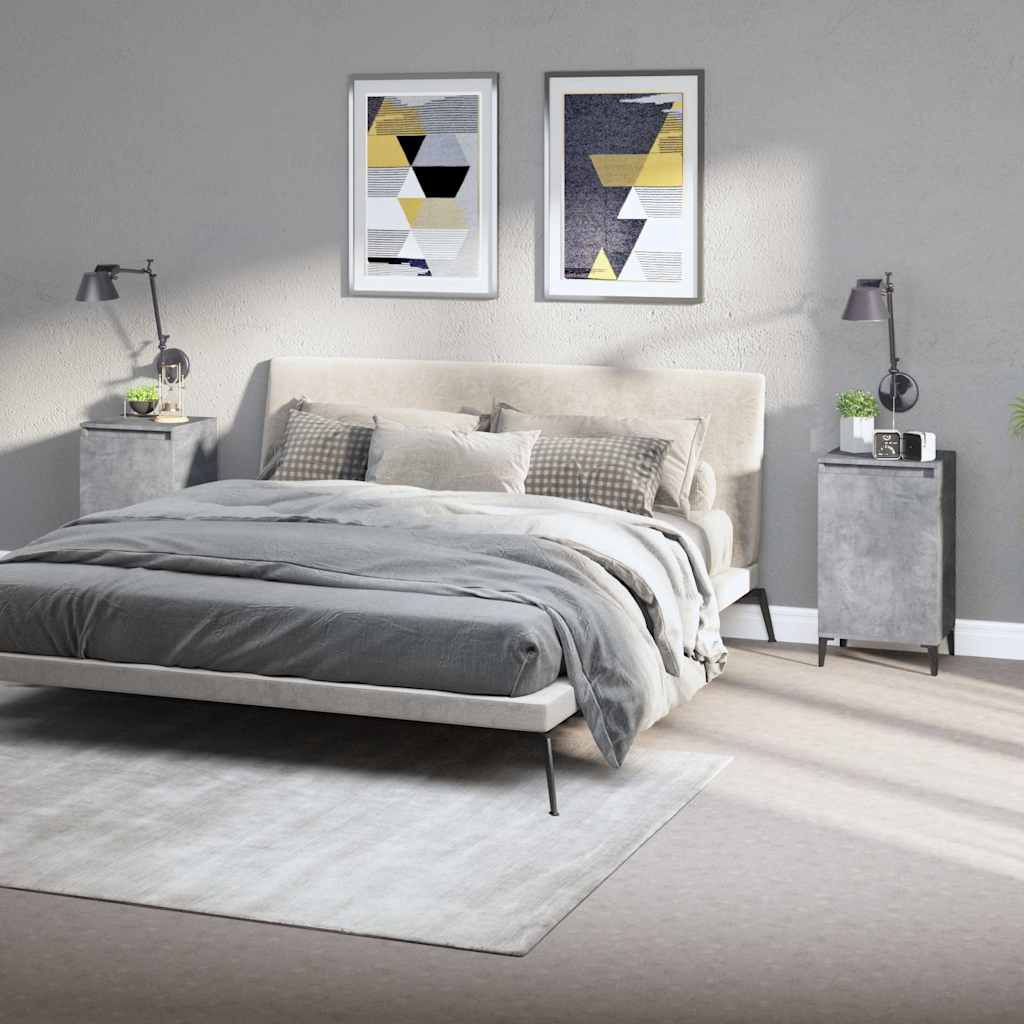 vidaXL Bedside Cabinets 2 pcs Concrete Grey 40x35x70 cm Engineered Wood 1