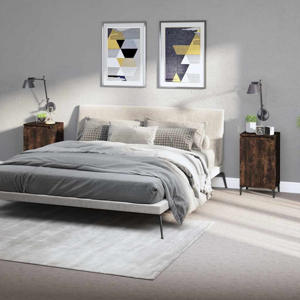 vidaXL Bedside Cabinets 2 pcs Smoked Oak 40x35x70 cm Engineered Wood 1