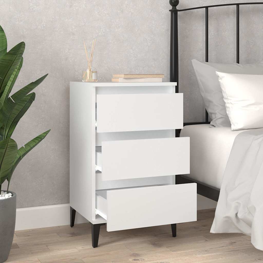 vidaXL Bedside Cabinet White 40x35x70 cm Engineered Wood 3
