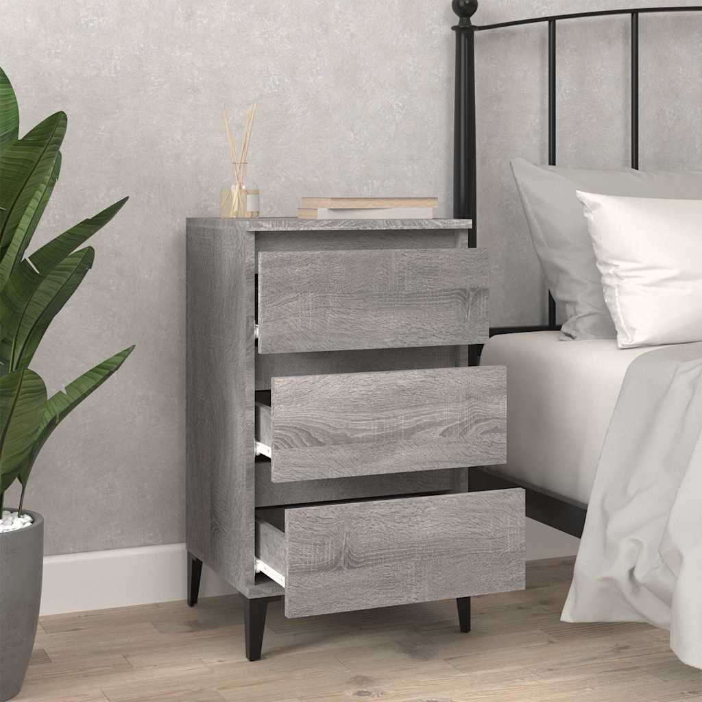 vidaXL Bedside Cabinet Grey Sonoma 40x35x70 cm Engineered Wood 3