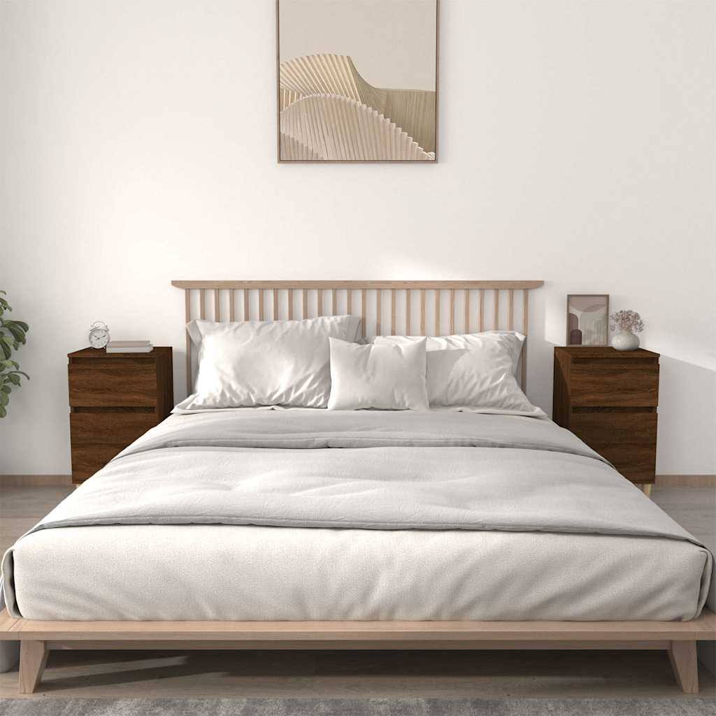 vidaXL Bedside Cabinets 2 pcs Brown Oak 40x35x70 cm 1