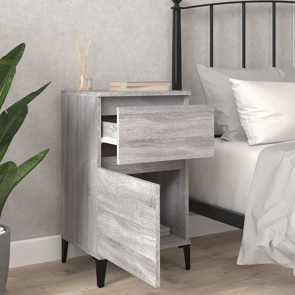 vidaXL Bedside Cabinets 2 pcs Grey Sonoma 40x35x70 cm 3