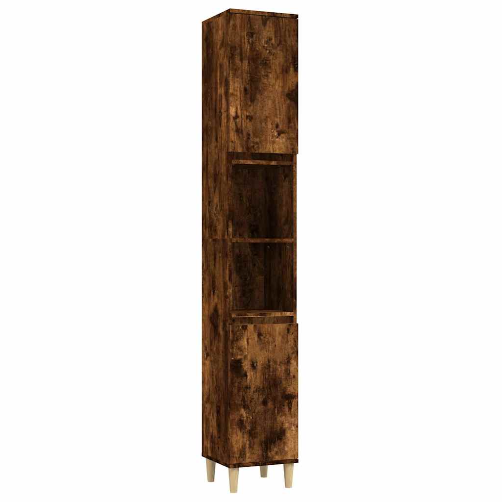 vidaXL Bathroom Cabinet | Smoked Oak | Engineered Wood and Solid Eucalyptus Wood 2