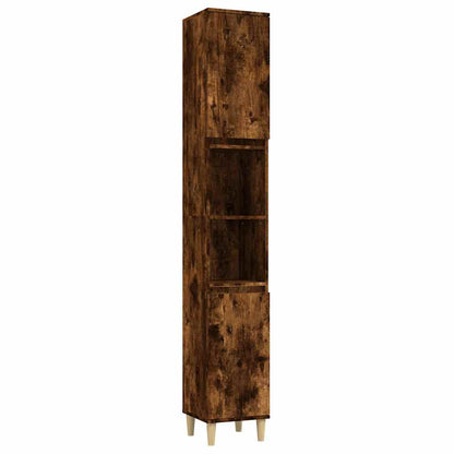 vidaXL Bathroom Cabinet | Smoked Oak | Engineered Wood and Solid Eucalyptus Wood 2