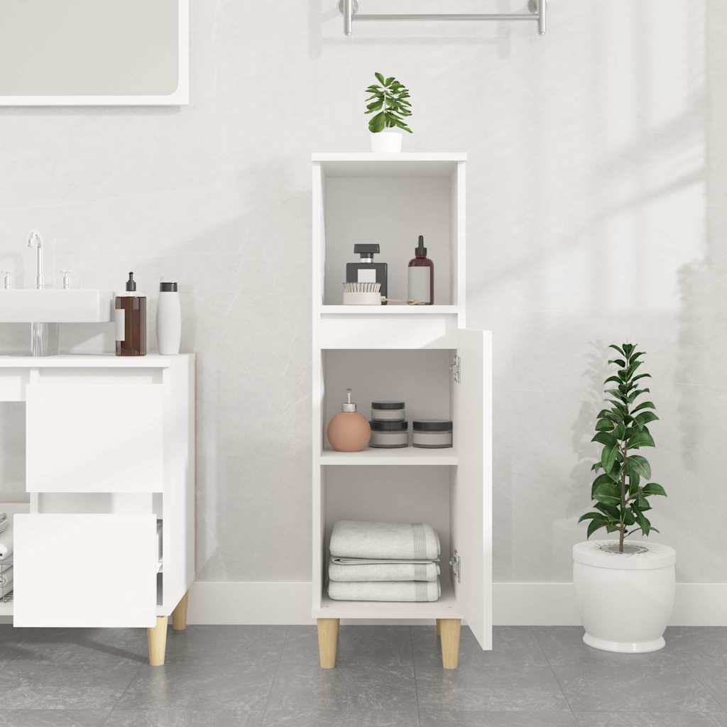 vidaXL Bathroom Cabinet | White | Engineered wood, Solid eucalyptus wood 3