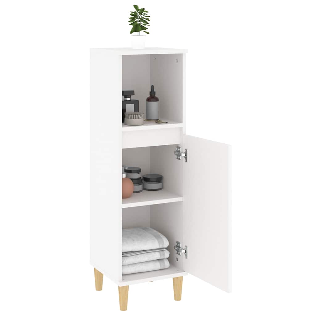 vidaXL Bathroom Cabinet | White | Engineered wood, Solid eucalyptus wood 4