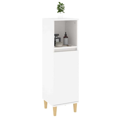vidaXL Bathroom Cabinet | White | Engineered wood, Solid eucalyptus wood 5