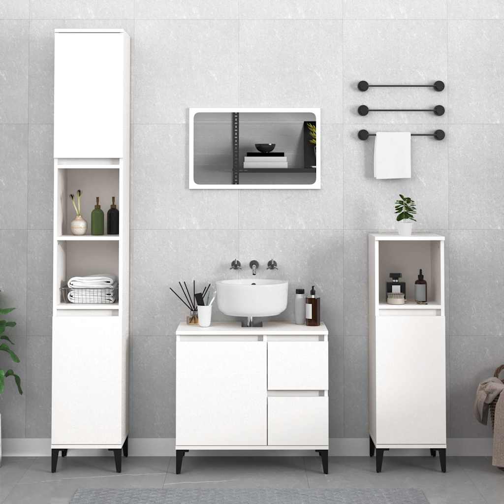 Bathroom Cabinet 30x30x100 cm Engineered Wood White