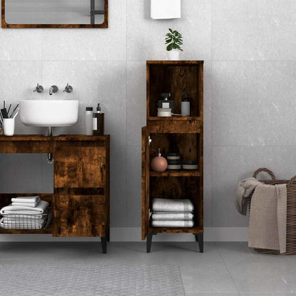 vidaXL Bathroom Cabinet | Smoked Oak | Engineered wood, metal | 30x30x100 cm 3
