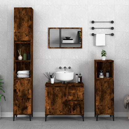vidaXL Bathroom Cabinet | Smoked Oak | Engineered wood, metal | 30x30x100 cm 1