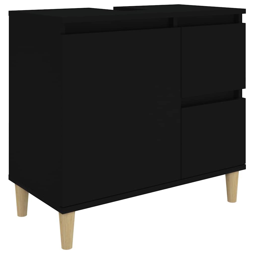 vidaXL Bathroom Cabinet Black 65x33x60 cm Engineered Wood 2