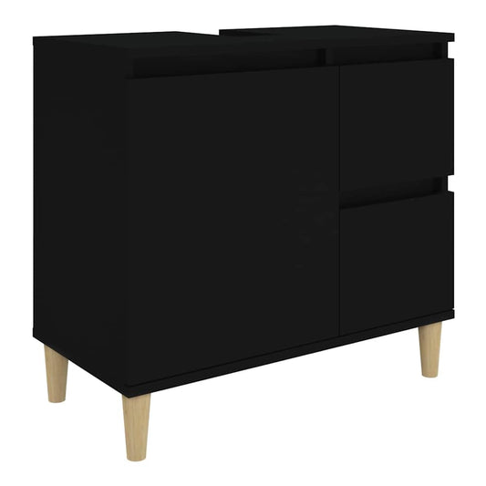 Bathroom Cabinet 65x33x60 cm Engineered Wood Black
