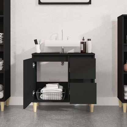 vidaXL Bathroom Cabinet Black 65x33x60 cm Engineered Wood 3