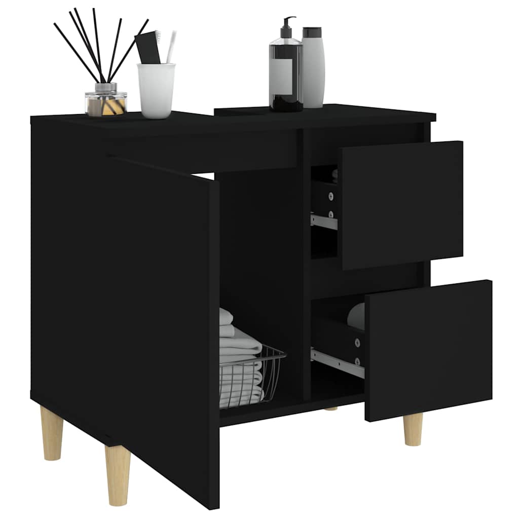 vidaXL Bathroom Cabinet Black 65x33x60 cm Engineered Wood 4