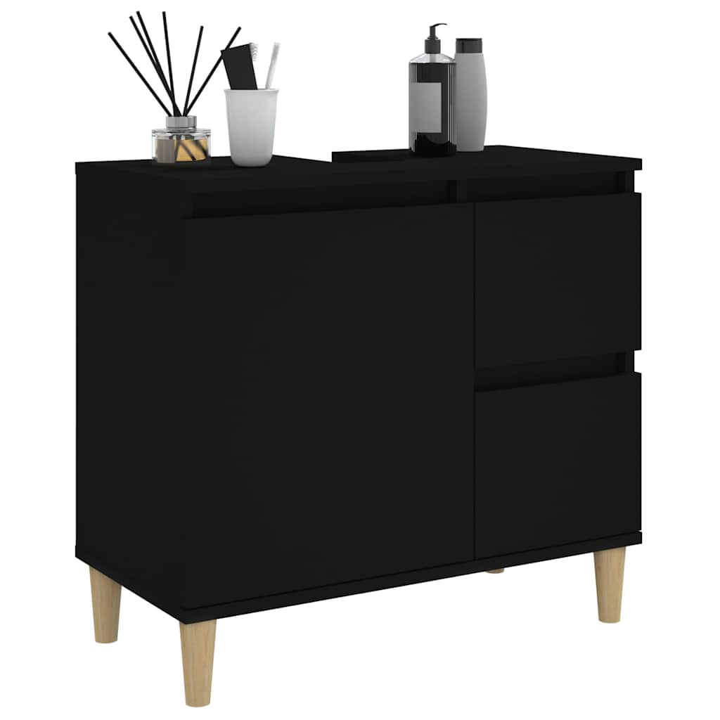 vidaXL Bathroom Cabinet Black 65x33x60 cm Engineered Wood 5