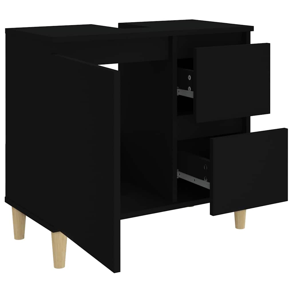 vidaXL Bathroom Cabinet Black 65x33x60 cm Engineered Wood 6