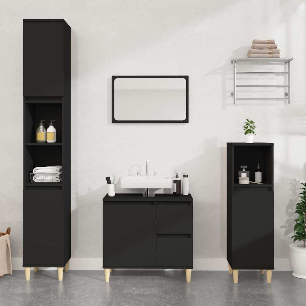 vidaXL Bathroom Cabinet Black 65x33x60 cm Engineered Wood 1