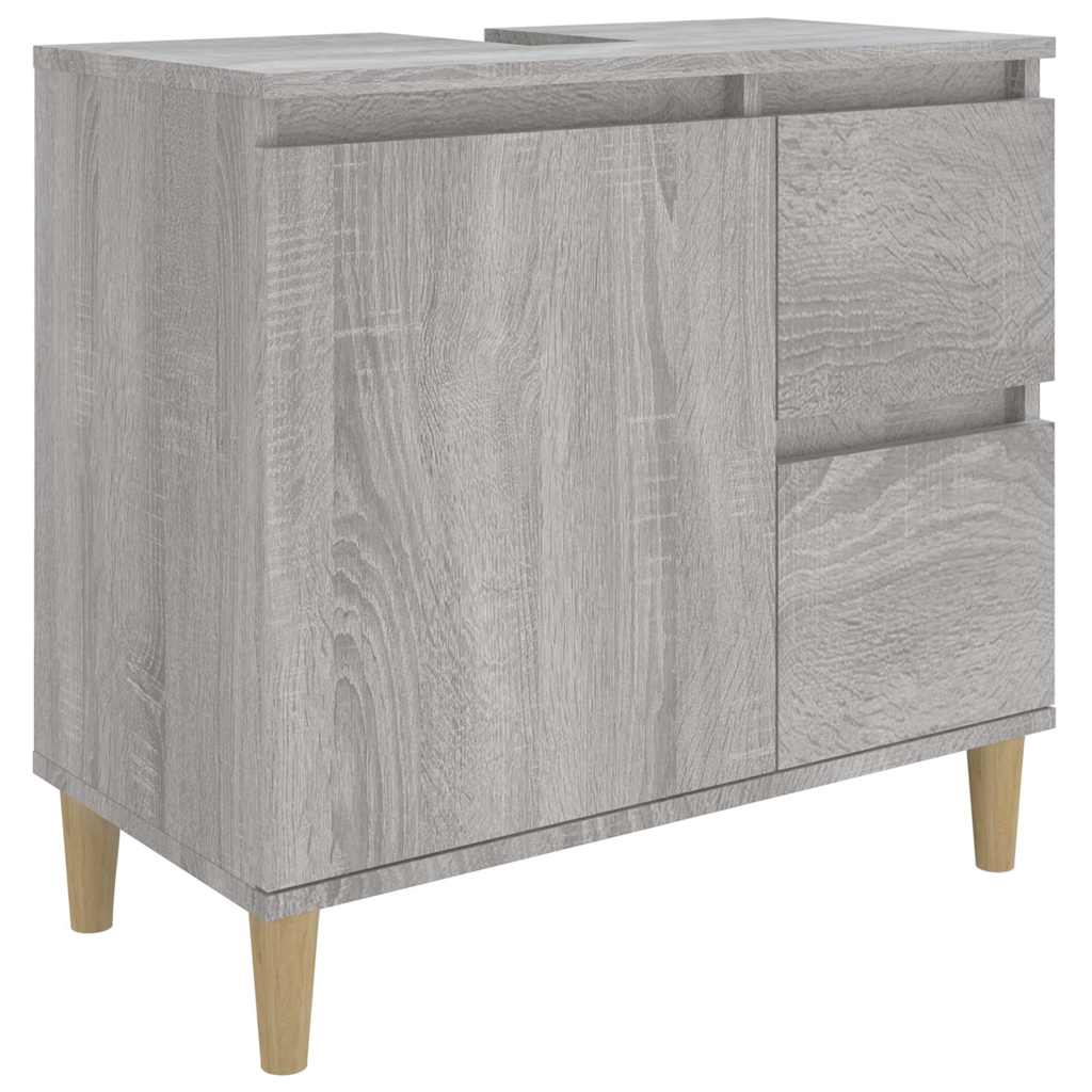 vidaXL Bathroom Cabinet | Grey sonoma | Engineered wood, solid eucalyptus wood 2