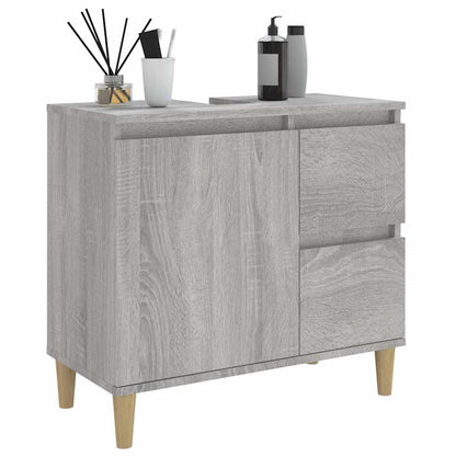 vidaXL Bathroom Cabinet | Grey sonoma | Engineered wood, solid eucalyptus wood 5