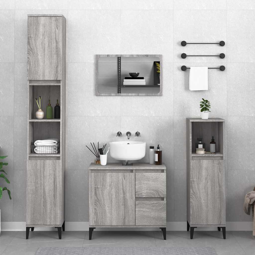 Bathroom Cabinet 65x33x60 cm Engineered Wood Grey sonoma