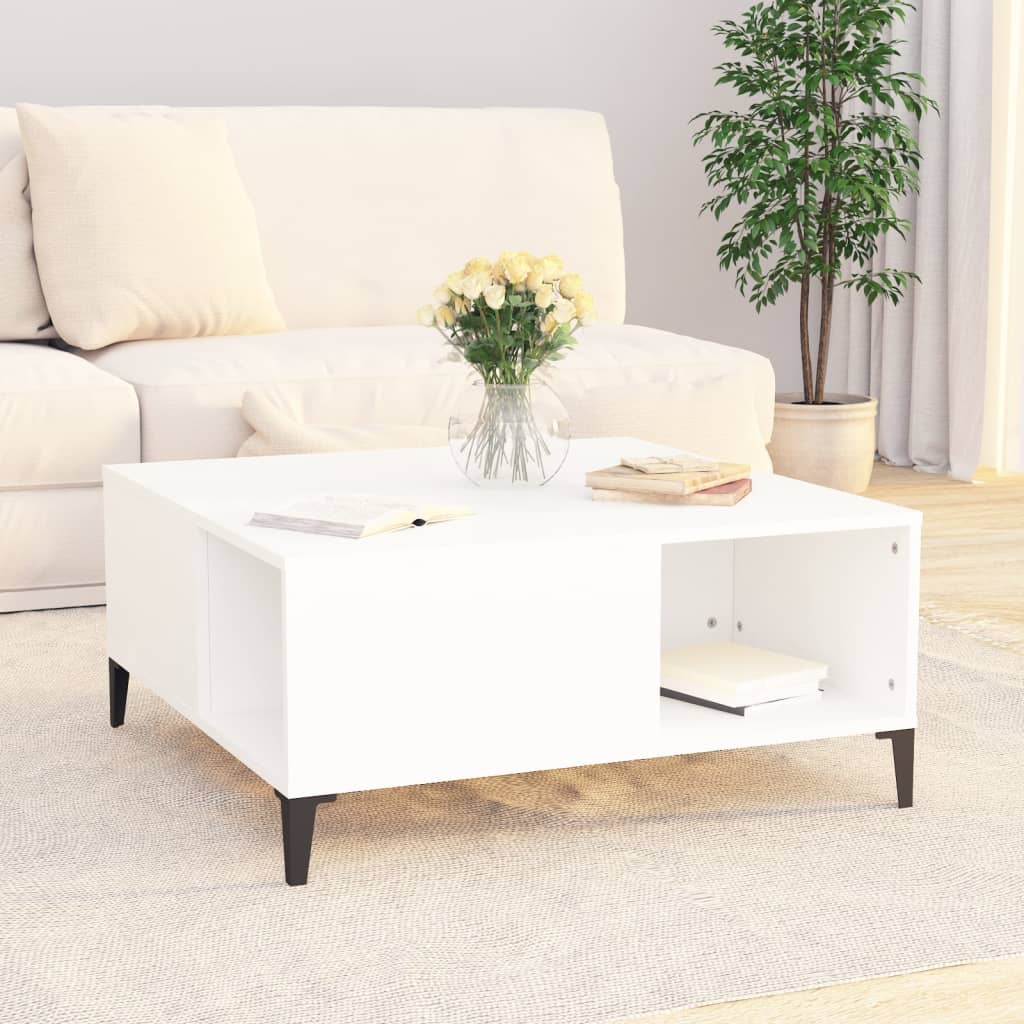 vidaXL Coffee Table White 80x80x36.5 cm Engineered Wood 3