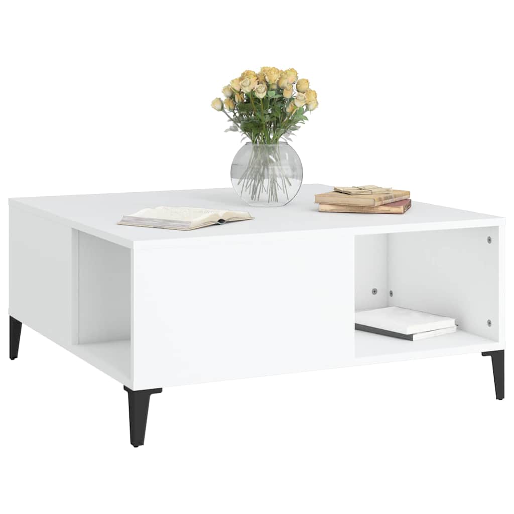 vidaXL Coffee Table White 80x80x36.5 cm Engineered Wood 4