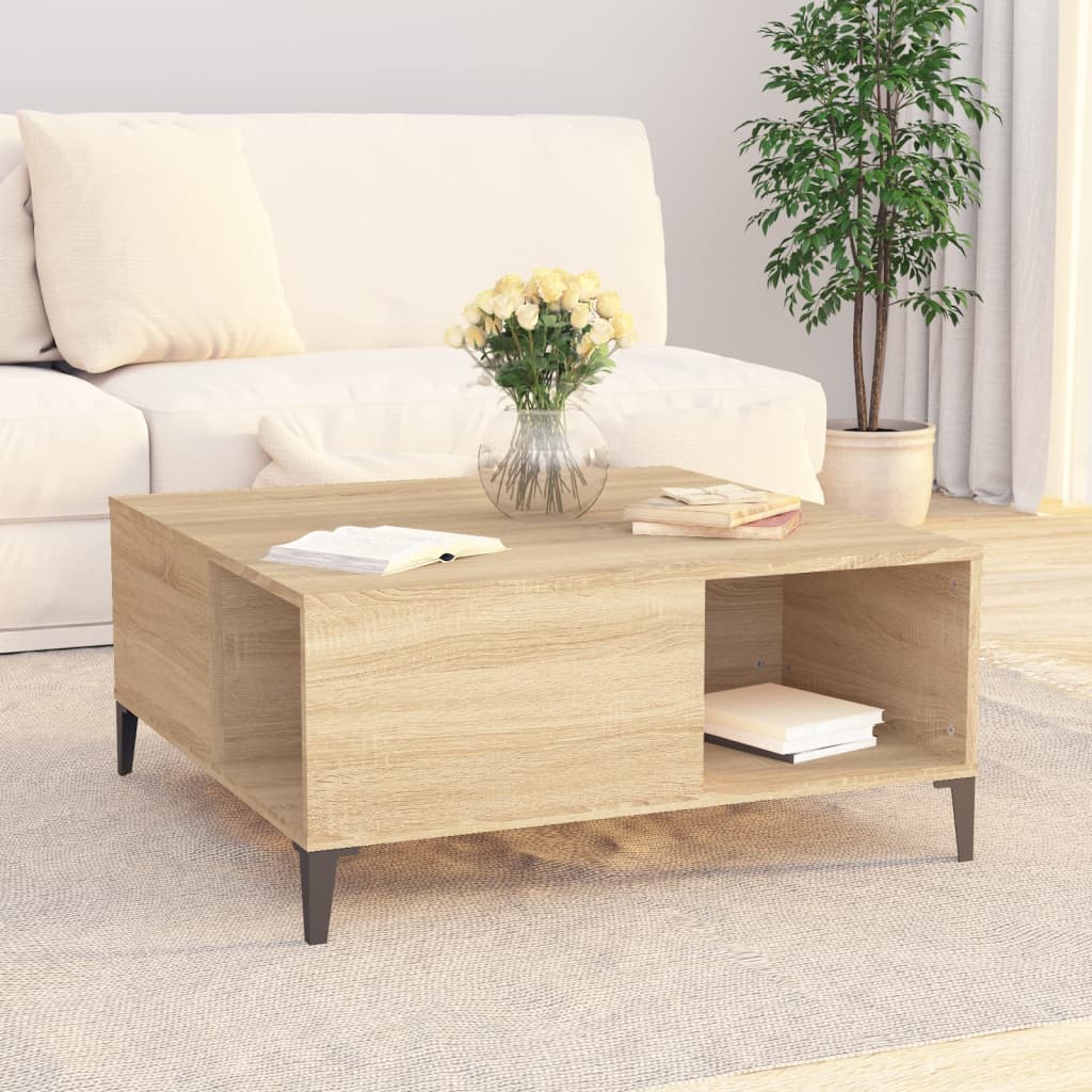 vidaXL Coffee Table Sonoma Oak 80x80x36.5 cm Engineered Wood 3