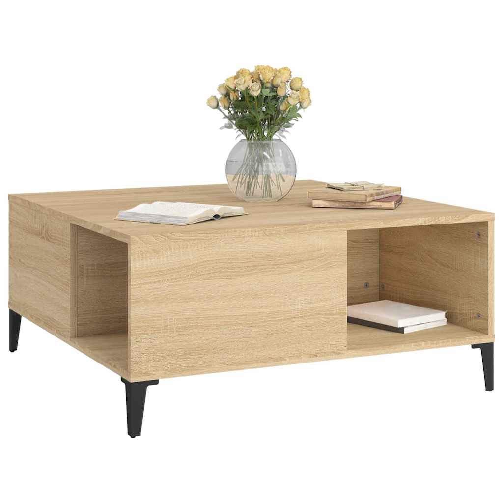vidaXL Coffee Table Sonoma Oak 80x80x36.5 cm Engineered Wood 4