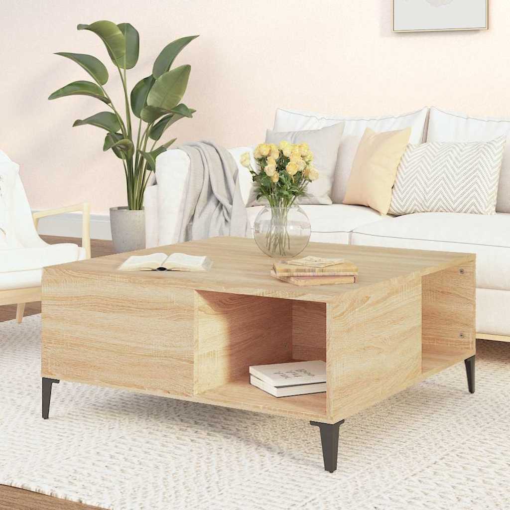 vidaXL Coffee Table Sonoma Oak 80x80x36.5 cm Engineered Wood 1