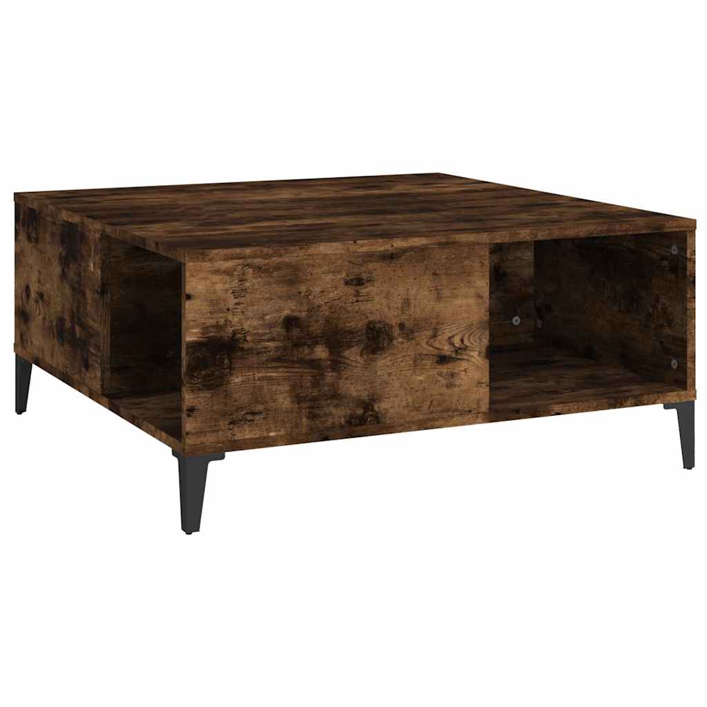 vidaXL Coffee Table Smoked Oak 80x80x36.5 cm Engineered Wood 2