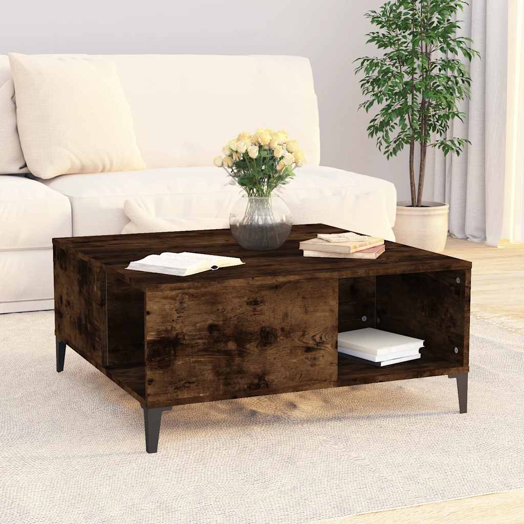vidaXL Coffee Table Smoked Oak 80x80x36.5 cm Engineered Wood 3