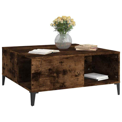 vidaXL Coffee Table Smoked Oak 80x80x36.5 cm Engineered Wood 4