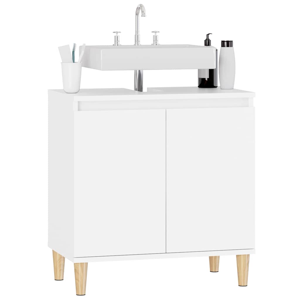 vidaXL Sink Cabinet | White | Engineered wood | Medium | Bathroom Cabinet 4