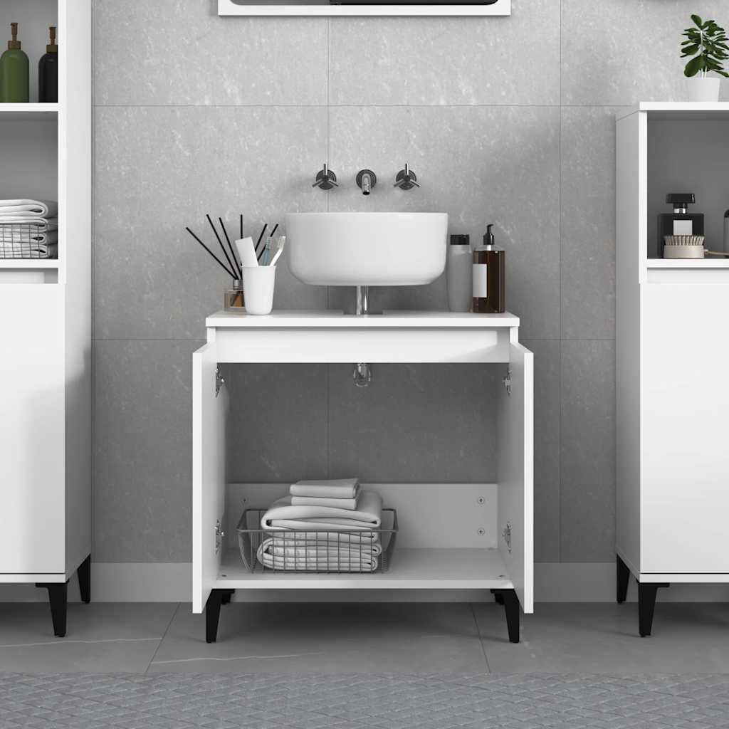 vidaXL Sink Cabinet | White | Engineered wood, metal | Medium | Sink Cabinet 3