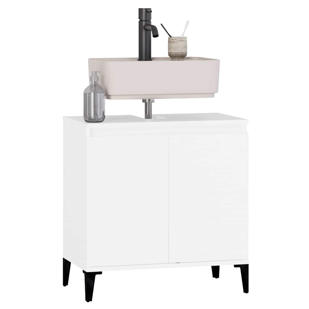 vidaXL Sink Cabinet | White | Engineered wood, metal | Medium | Sink Cabinet 4
