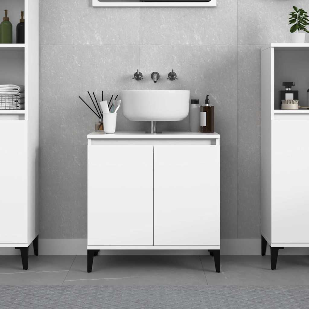 vidaXL Sink Cabinet | White | Engineered wood, metal | Medium | Sink Cabinet 1