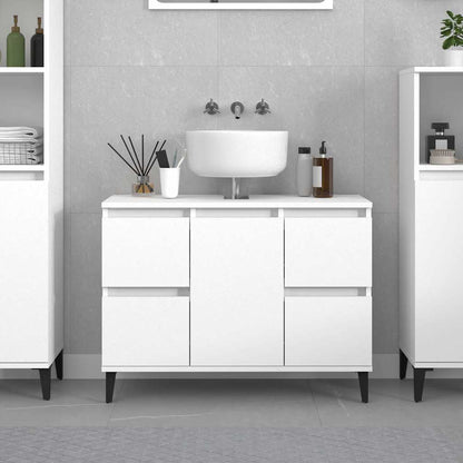 Sink Cabinet 80x33x60 cm Engineered Wood White